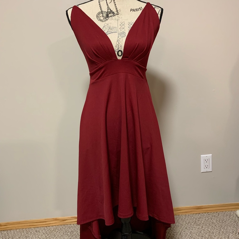 Wine Red high-low dress
